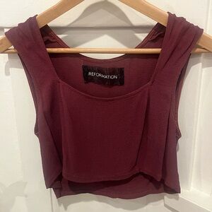 Reformation Burgundy Crop Top